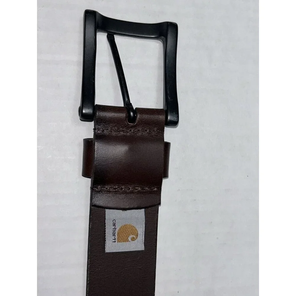 Carhartt Belt Mens 34 Full Grain Leather Brown 1.5’ WB5510-M Work Wear Roller